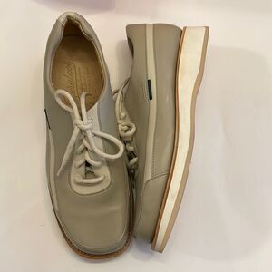 PARABOOT GREY AND CREAM WITH BROWN ACCENTS LEATHER OXFORDS.   NEW
